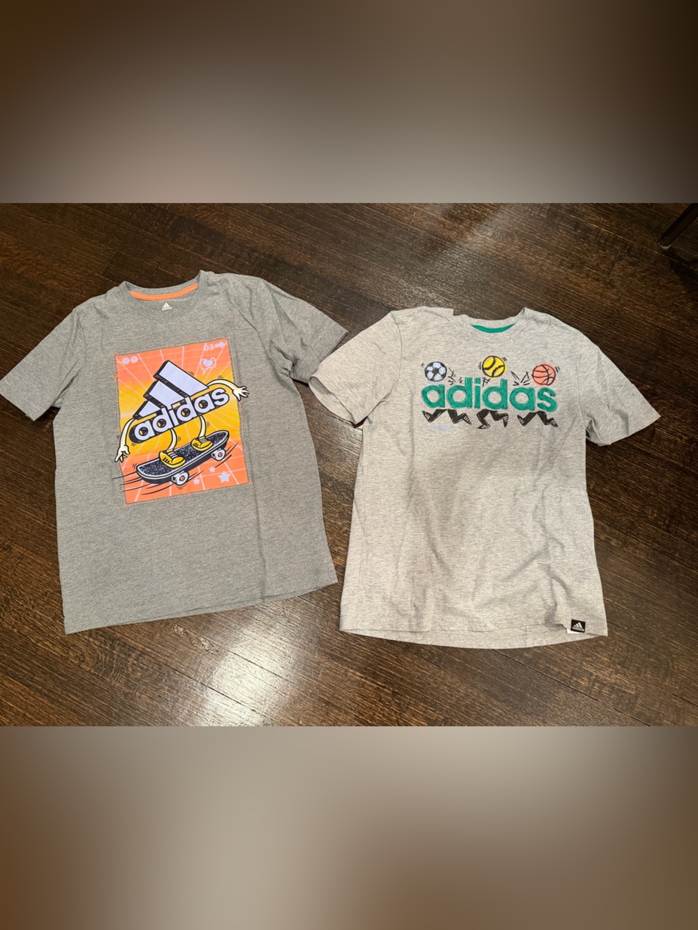 adidas Kids Short Sleeve Tees - Gray, White, Light Blue, Charcoal - Picture 4 of 4